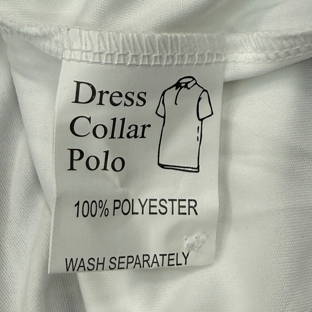 Collars & Co Mens Size Large Dress Collar Polo White Short Sleeve Performance - Picture 6 of 7